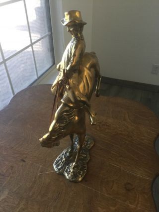 Vintage large brass horse Cowboy statue figurine horse statue 2