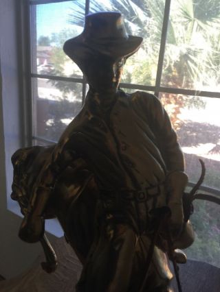 Vintage large brass horse Cowboy statue figurine horse statue 5