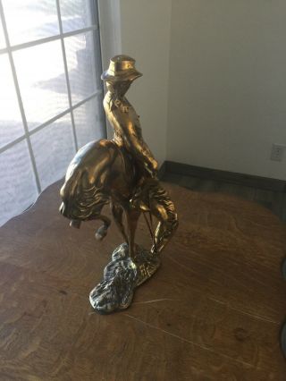 Vintage large brass horse Cowboy statue figurine horse statue 6