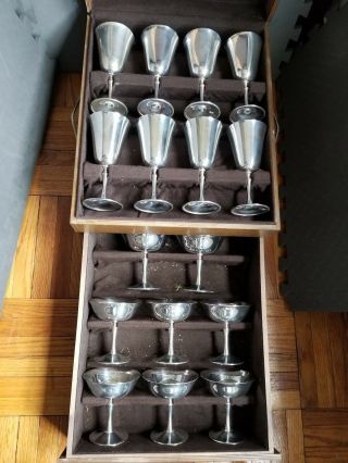 Vintage De Uberti Italian Silver Plated Complete Boxed Champagne/wine Goblet Set