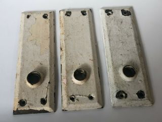 Matching Set Of 3 Brass Deco White Metal Door Knob Back Plates Hardware