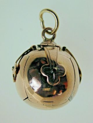 Vintage 9ct Rose Gold Masonic Orb Fob Opening Ball Cross 7.  4 Grams