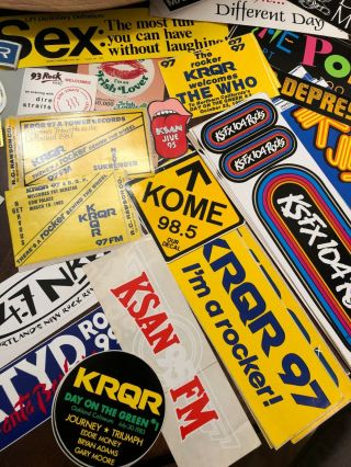 Vintage Bay Area Radio Station And Concert Stickers,  Kmel,  Kome,  Ksan,  Krqr,  Etc