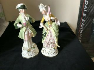 Vintage Coventry Made In U.  S.  A Porcelain Man And Woman Courting Figurines