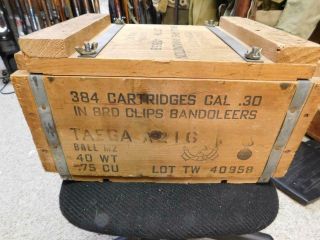 M1 Garand Rifle Ammo Wooden Ammo Crate.  Twin Cities Arsenal
