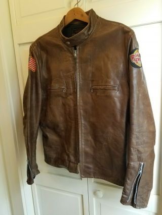 Vintage Kehoe Leather Motorcycle Cafe Racer Jacket Royal Enfield