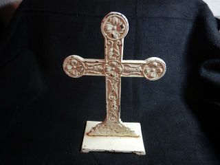 Antique Cast Iron Cross Crucifix Graveyard Grave Marker