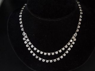 Antique Rock Crystal Open Back Necklace Prong Set Elegant Back Sterling Silver