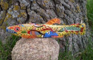 Jay Mcevers Fish Decoy " One Of " 7 Inch Totem Lure Fishing Folk Art Carved Wood