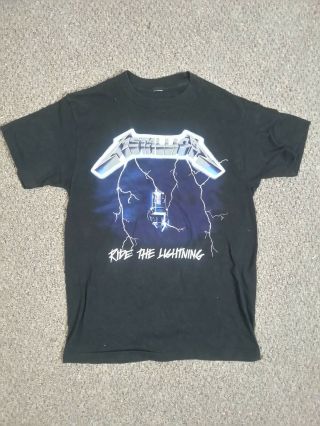 Vintage Metallica Ride The Lightning Tour T - Shirt Medium Or Large 1985