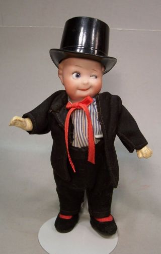 Antique Gebruder Heubach " Winker " Bisque Head German Doll,  7 Inches - -