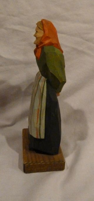 SWEDISH HAND CARVING - OLD LADY W/BASKET - NILS GUNNARSSON - 1945 - ARTIST SIGNED 5