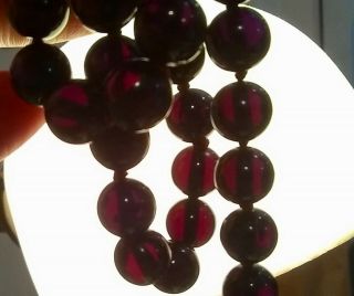 Vintage Bakelite Cherry Red Amber Bead Necklace 92 grams 44 