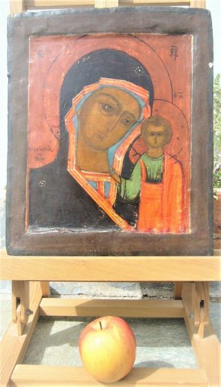 EXQUISITE ANTIQUE RUSSIAN ICON MOTHER OF GOD OUR LADY OF KAZAN 18th CENTURY 2