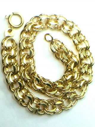 Gorgeous 14k Yellow Gold Double Links Charm Bracelet Starter.  7 ".  7mm; 11.  8gm.