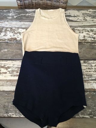 Vintage 1920s Wool Mens Bathing Suit And Shirt