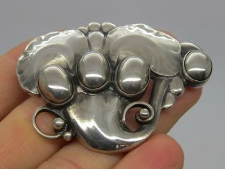 Vintage GEORG JENSEN DENMARK Sterling Silver.  925 Blooming Flower Brooch Pin 4