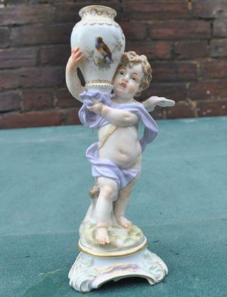 Antique Meissen Porcelain " Cupid With Vase / Urn " Figure P121
