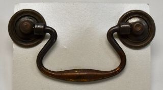 Set Of Six Antiqued Brass Swan Neck Bail Pulls For Drawers 3 " Bore