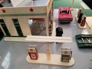 BUDDY L VINTAGE TIN & PLASTIC TEXACO SERVICE STATION WITH PAPERWORK 4