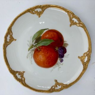 6 Berlin KPM Porcelain Fruit Plates - Raised Gilt,  Fruit Theme,  Antique - 7.  5 