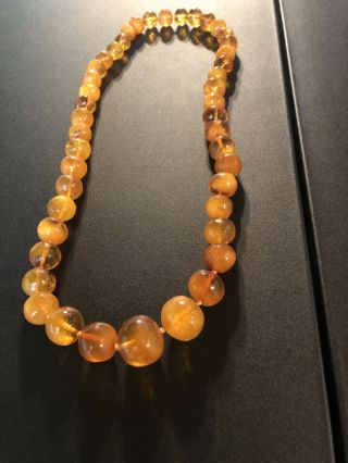 Vintage Antique 100 Baltic Honey Amber Nugget Necklace 30” 130 Grams