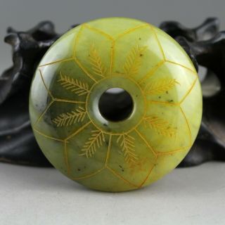 2.  3  Chinese Old Green Yellow Jade Hand - Carved Peace Buckle Pei Pendant 0034