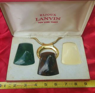 Most Wanted Lanvin Paris Vintage Modernist 3 Lucite Pendant Necklace Set Runway