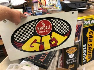 Vintage Kendall GT1 Racing Oil Sign Double Sided Service Station Metal Sign 5