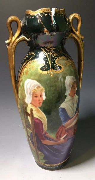 Antique Royal Vienna Handled Gilt Luster Portrait Vase Circa No Resv