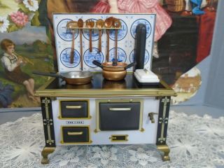Vintage German Schopper Miniature Stove With Accessories - 1:6 Marked