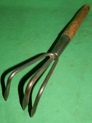 Vintage Garden Claw Hand Tool 15 " Long,  With 3 Chrome Points,  Japan