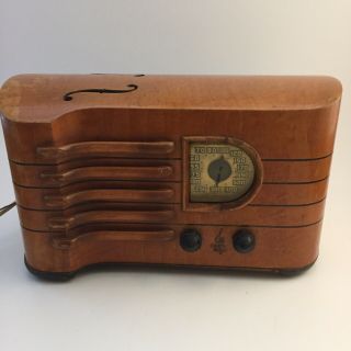Emerson Am Radio Model Cl256 " Stradivarius " Antique Wood Violin Case Tube Radio