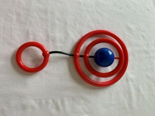 Johnson & Johnson Vintage Baby Rattle Red Round Rings Teether Toy 1977 Playpath