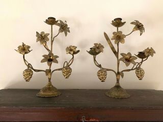 A Antique Late 19th Century Cast Brass Candle Holders 8