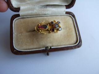 Antique Georgian Natural Flat Garnets 18k Gold Halley 