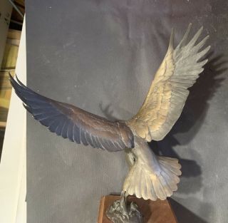 Vintage Bronze Eagle Numbered And Signed Wooden Base