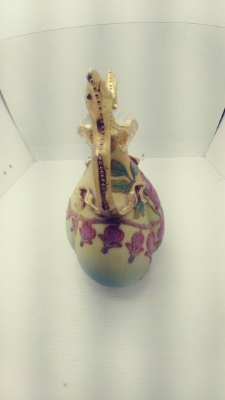 1909 Antique Nippon Coralene Porcelain Bleeding Hearts Double Handle Vase 5