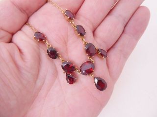 9ct Gold Garnet Heavy Chandelier Pendant Necklace,  9k 375