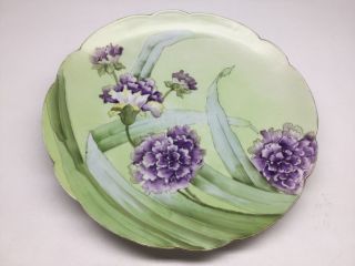 Hand Painted Vienna China Large 12 1/2” Porcelain Charger W/ Purple Flowers