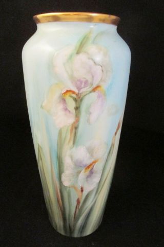 Antique C.  T.  Altwasser German Porcelain Hand Painted Floral Vase.  Silesia.  Nr