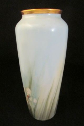 Antique C.  T.  Altwasser German Porcelain Hand Painted Floral Vase.  Silesia.  NR 2