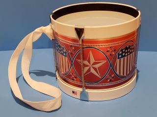 Noble & Cooley Toy Tin Litho Drum Patriotic Stars / Stripes / Flag Usa