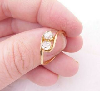 18ct Gold 1/2ct Diamond Ring,  1916 2 Stone Old Cut 18k 750 E.  A.  M