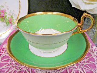 ROYAL ALBERT tea cup and saucer green & gold gilt pattern teacup low Doris 5