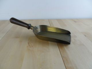 Vintage Brass Coal/fire Shovel With Wooden Handle