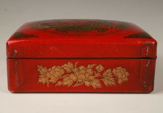 VINTAGE CHINESE RED LEATHER JEWELRY BOX MIRRORS LADY DECORATIVE CRAFTS GIFT M 3