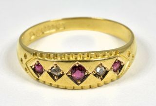 Antique Victorian 15ct Gold Ruby & Diamond Ring,  (Chester 1898) 2