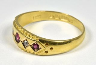 Antique Victorian 15ct Gold Ruby & Diamond Ring,  (Chester 1898) 3