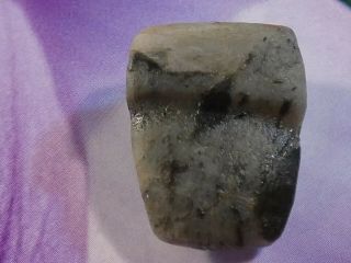 Ancient Pre - Columbian - Mesoamer Jade Celt Pendant Bead 22 By 17 By 10 Mm